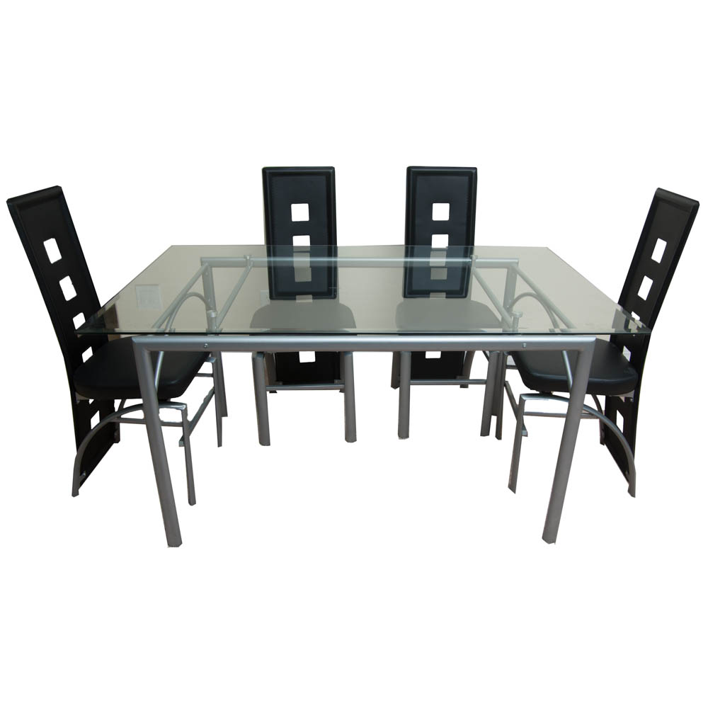Modern Glass Top Dining Table and Chairs