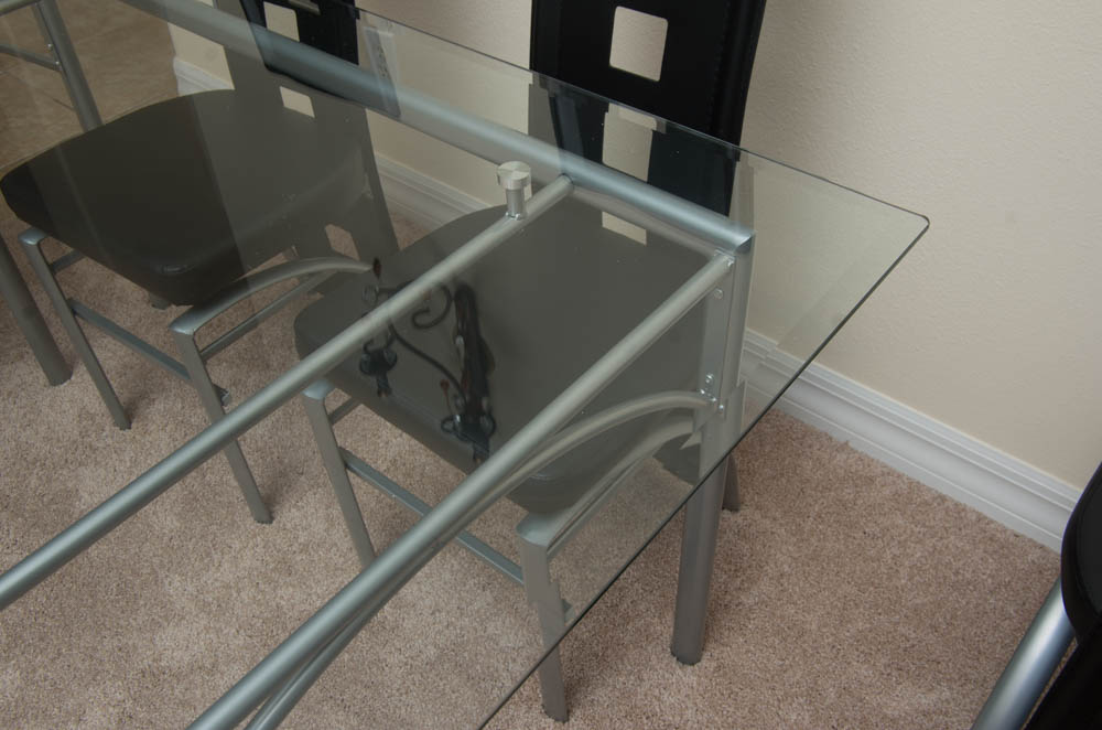 Modern Glass Top Dining Table and Chairs
