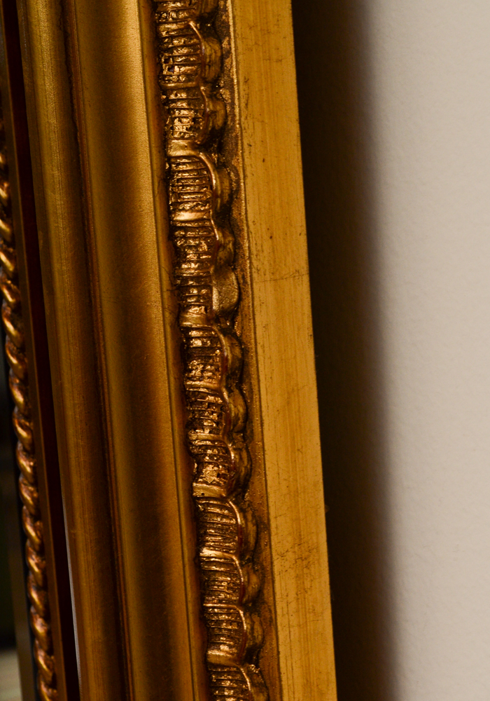 Ornate Rectangular Gold Tone Wall Mirror