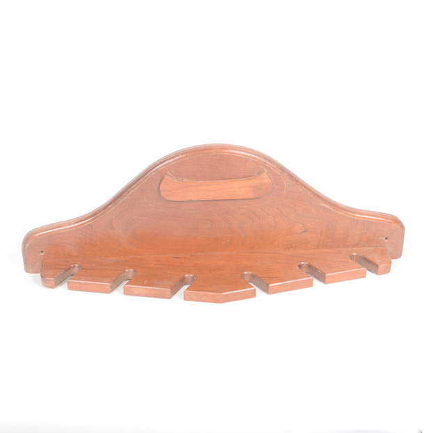Wooden Pool Cue Rack with Image of Canoe