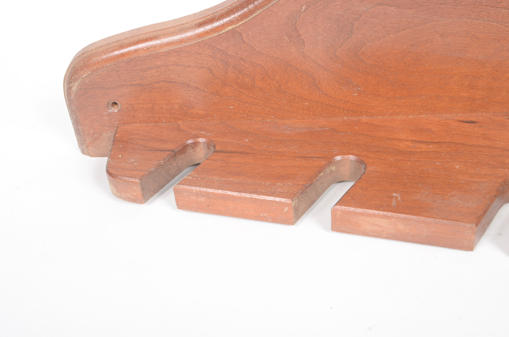 Wooden Pool Cue Rack with Image of Canoe