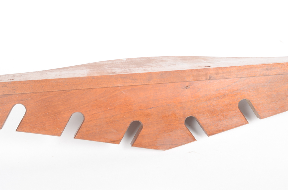 Wooden Pool Cue Rack with Image of Canoe