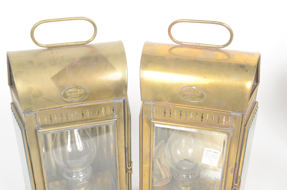 Set of Two Antique Davey & Co. Kerosene Lanterns