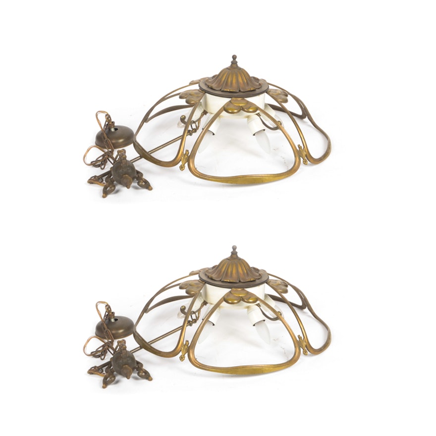 Pair of Brass Chandeliers