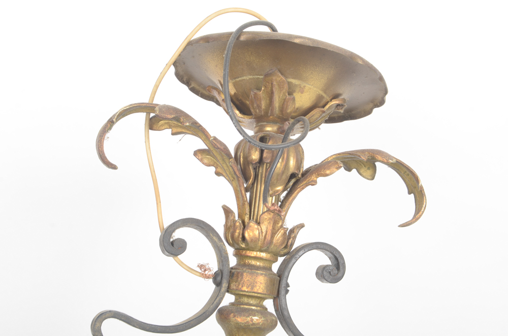 Gold Tone Chandelier with Milk Glass Globes