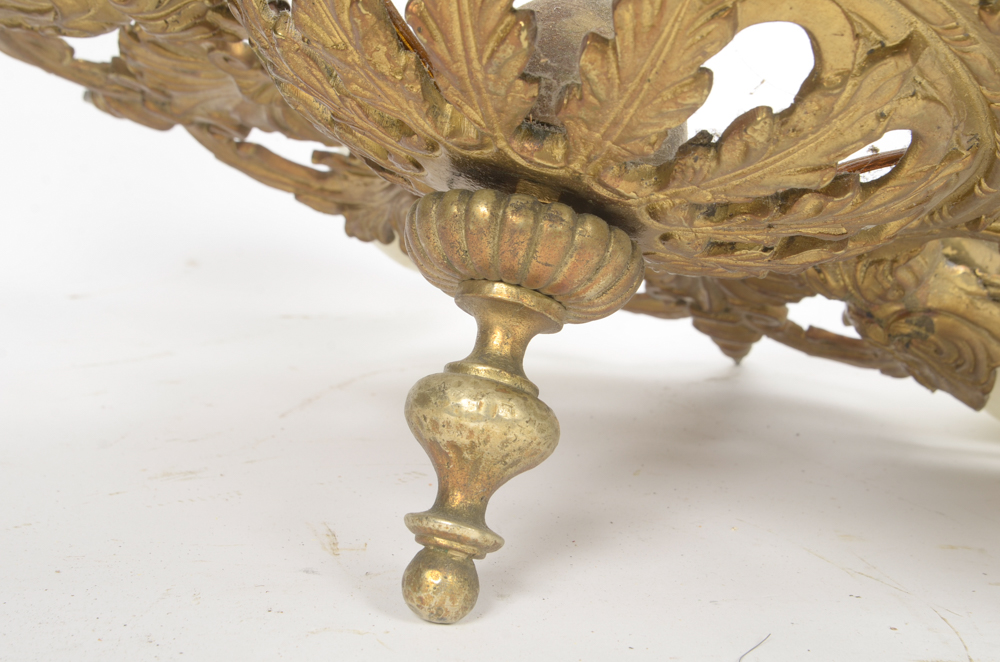 Gold Tone Chandelier with Milk Glass Globes