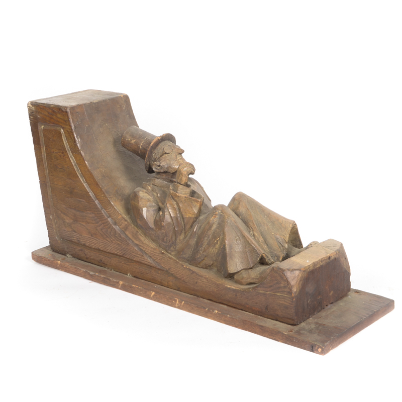 Wooden Bracket with Carving of Elderly Man