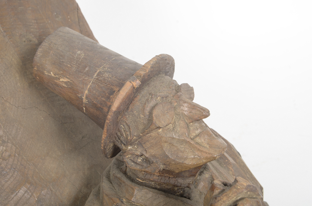 Wooden Bracket with Carving of Elderly Man
