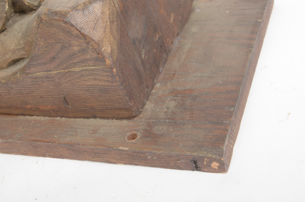 Wooden Bracket with Carving of Elderly Man