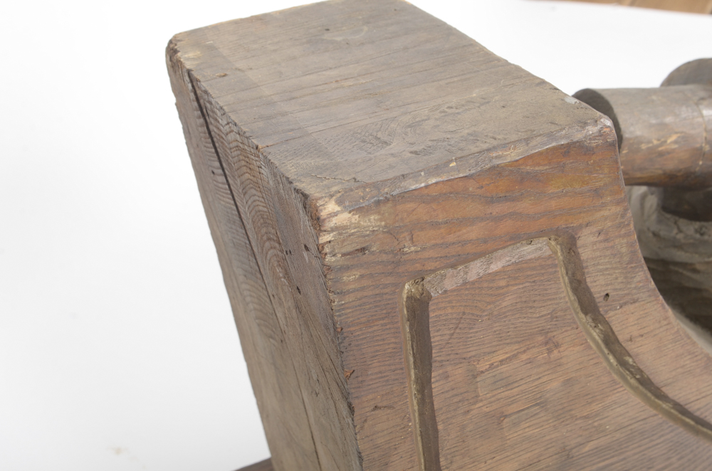 Wooden Bracket with Carving of Elderly Man