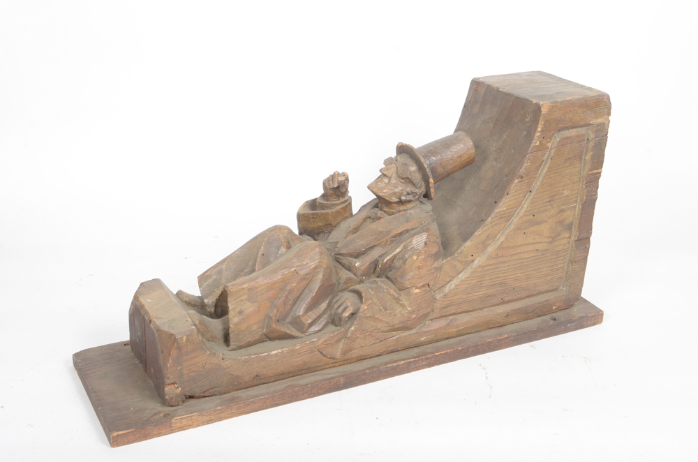 Wooden Bracket with Carving of Elderly Man