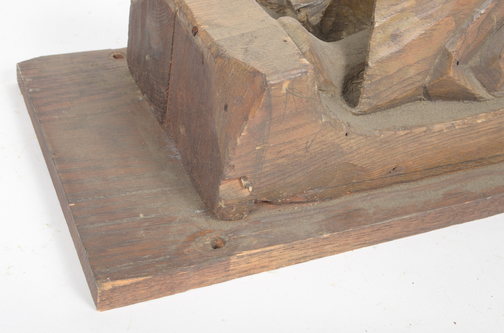 Wooden Bracket with Carving of Elderly Man