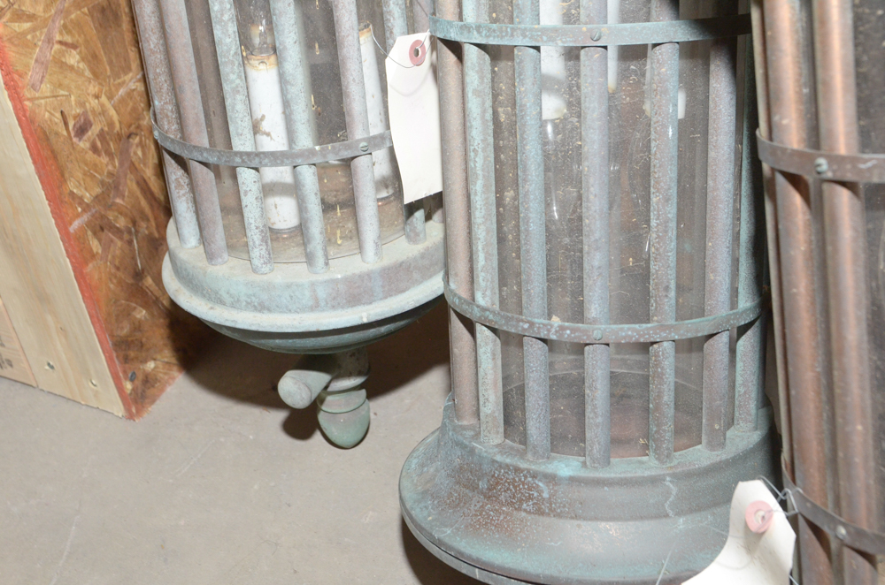 Four Copper Lantern Style Light Fixtures