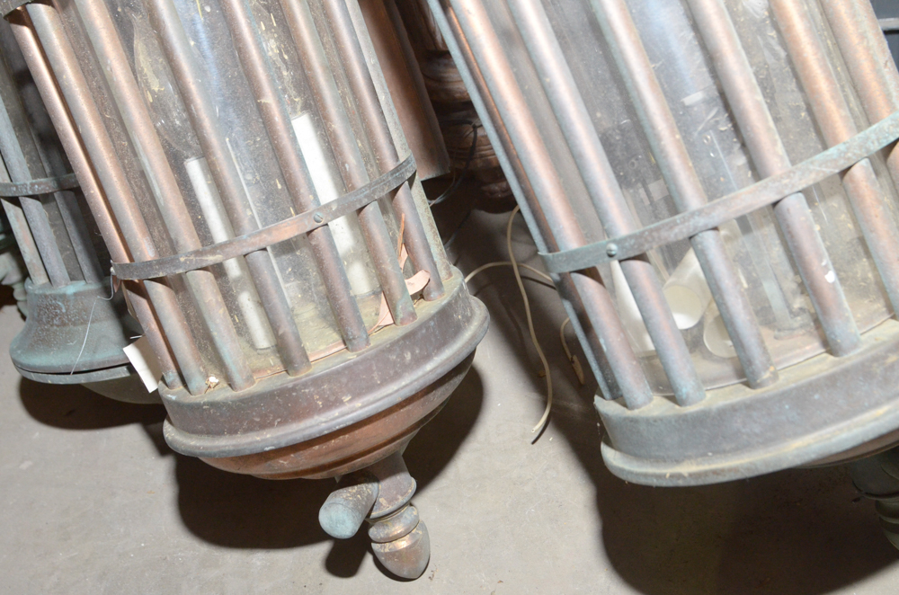 Four Copper Lantern Style Light Fixtures