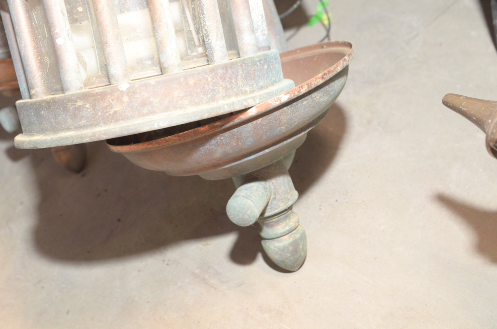 Four Copper Lantern Style Light Fixtures