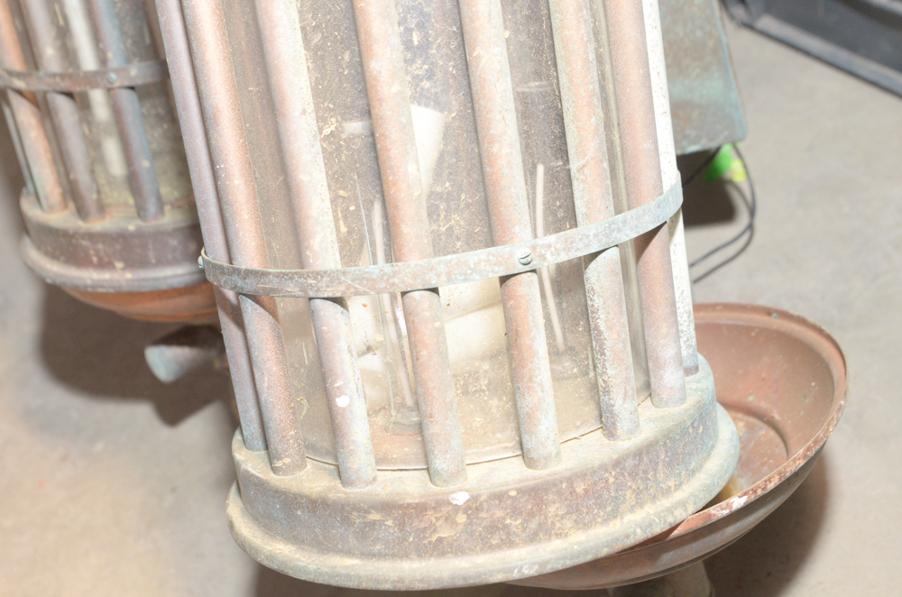 Four Copper Lantern Style Light Fixtures