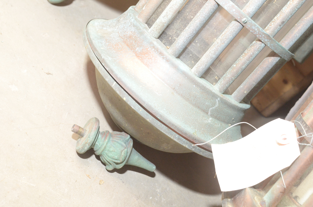 Four Copper Lantern Style Light Fixtures