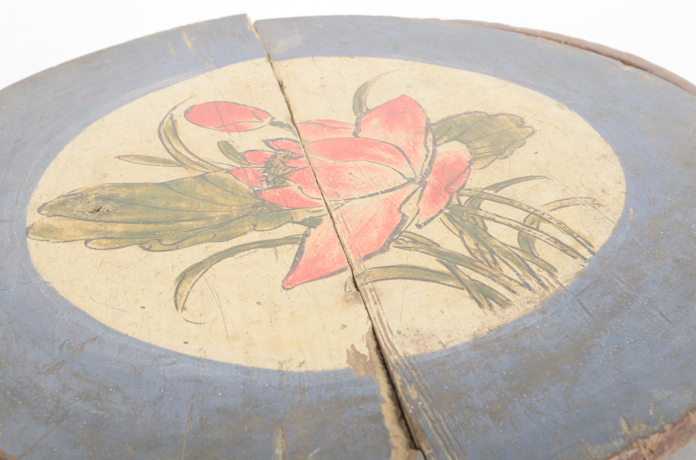Antique Wooden Bucket with Handpainted Design