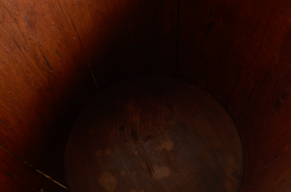 Antique Wooden Bucket with Handpainted Design