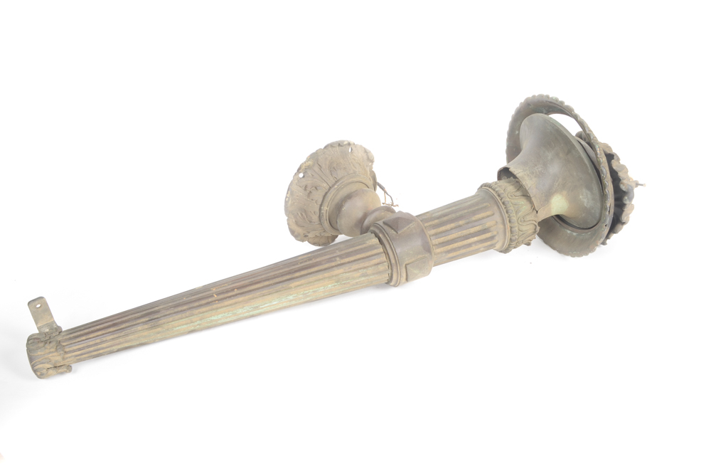 Antique Torch Light Fixture with Purple Glass Globe