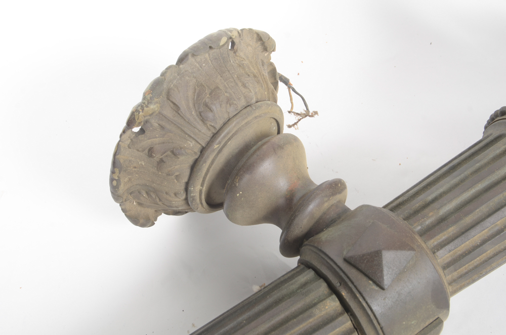 Antique Torch Light Fixture with Purple Glass Globe