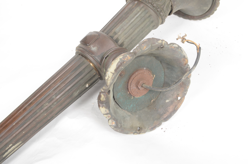 Antique Torch Light Fixture with Purple Glass Globe