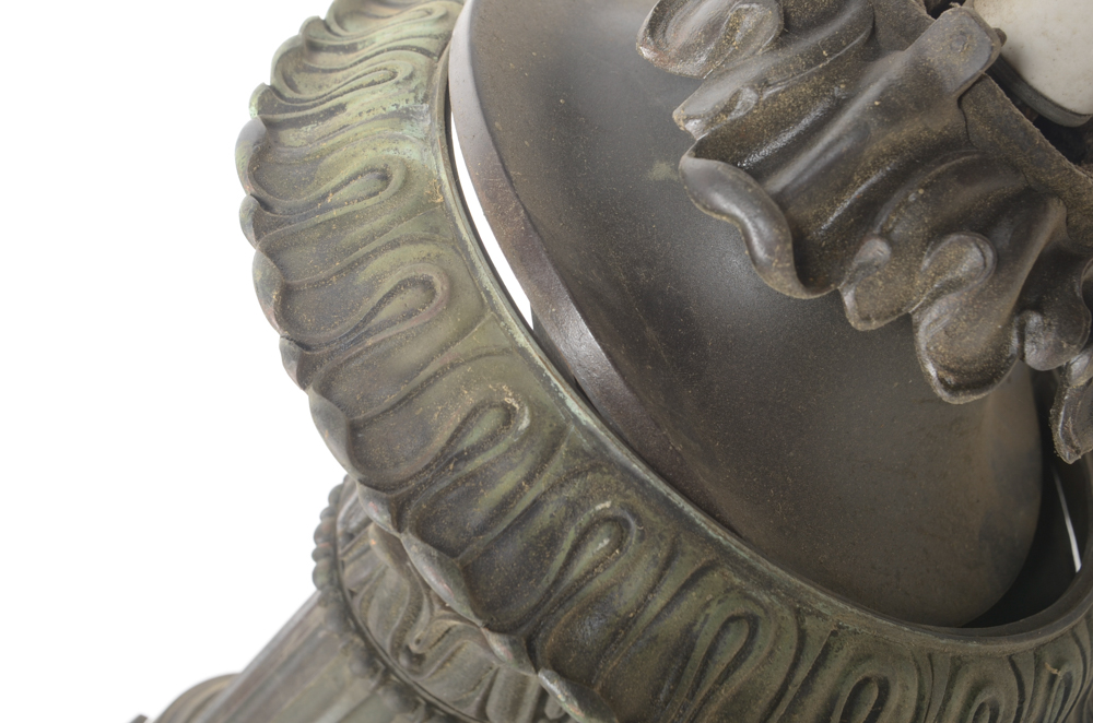 Antique Torch Light Fixture with Purple Glass Globe