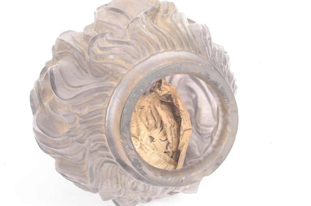 Antique Torch Light Fixture with Purple Glass Globe