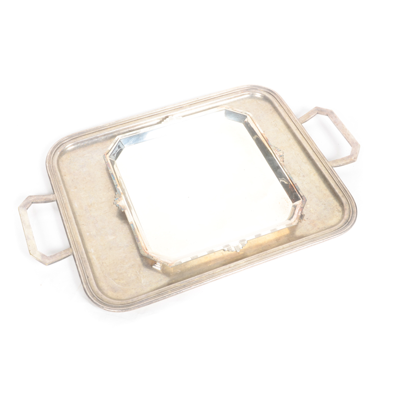 Pairing of Silver Plate Serving Trays Including Cooper Bros.