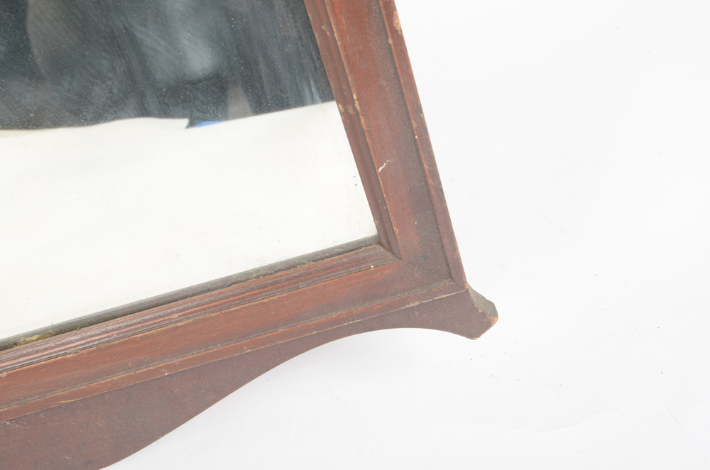 Wood Framed Wall Mirror with Carved Feather Accent