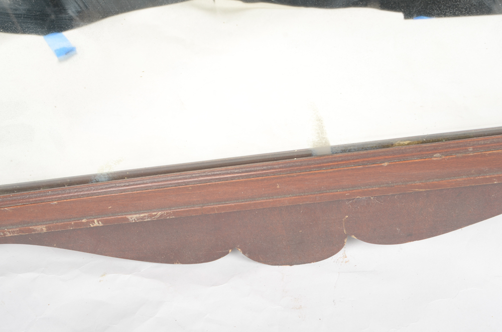 Wood Framed Wall Mirror with Carved Feather Accent