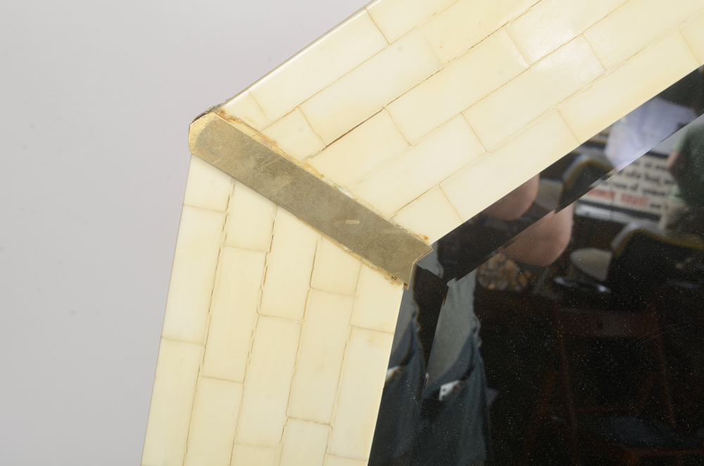 Octagonal Mirror with Bone Coated Frame