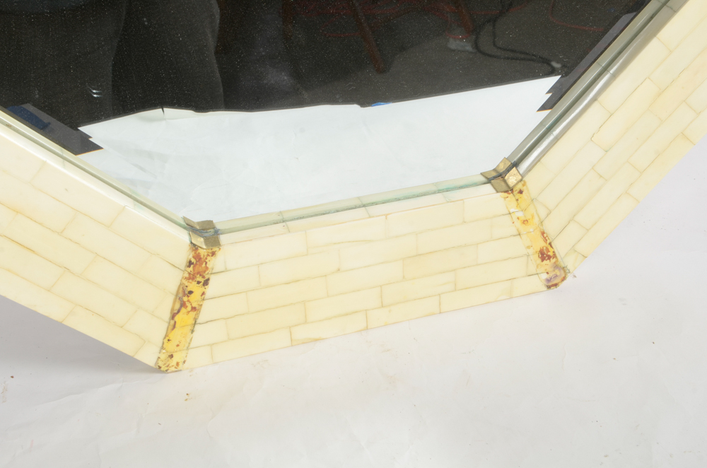 Octagonal Mirror with Bone Coated Frame