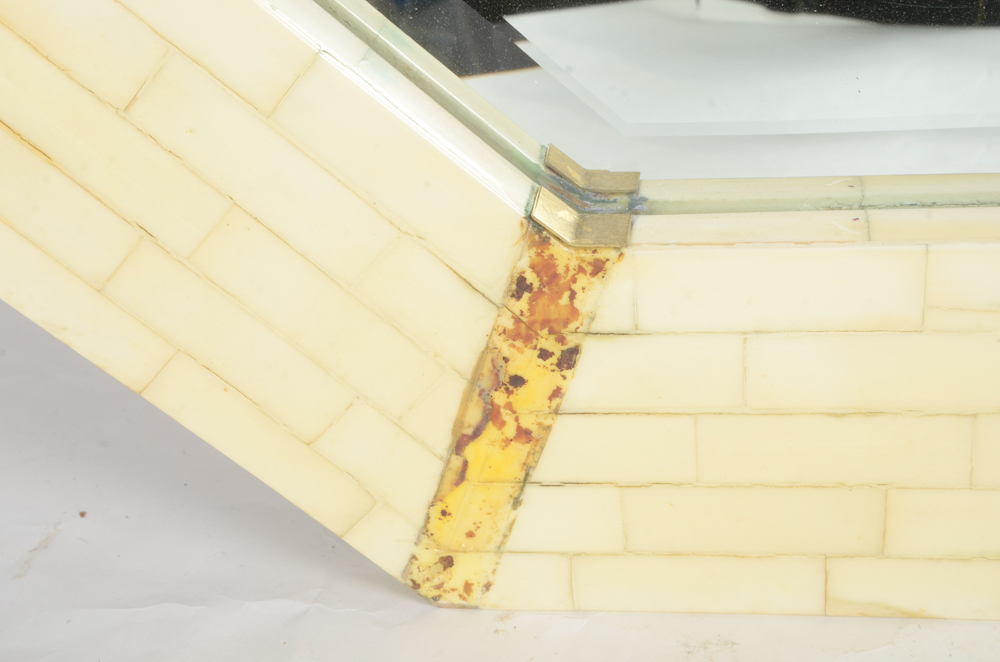 Octagonal Mirror with Bone Coated Frame