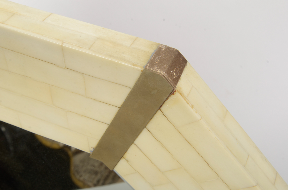 Octagonal Mirror with Bone Coated Frame