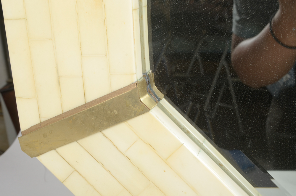 Octagonal Mirror with Bone Coated Frame