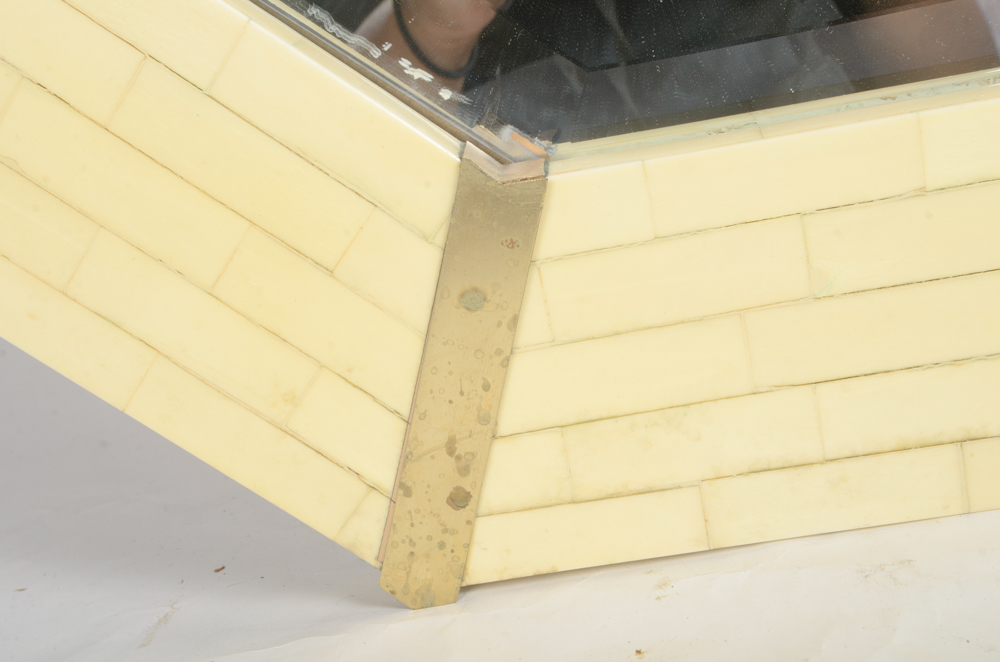 Octagonal Mirror with Bone Tile Frame