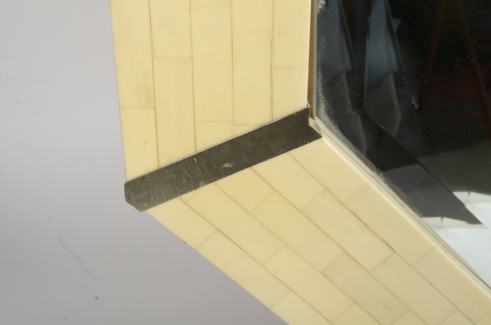 Octagonal Mirror with Bone Tile Frame