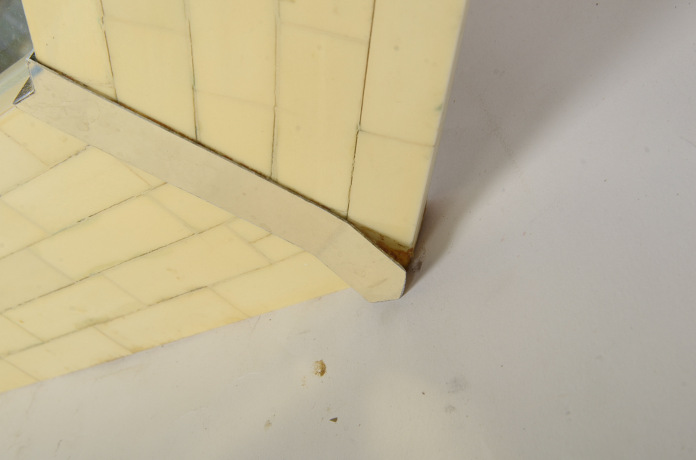 Octagonal Mirror with Bone Tile Frame