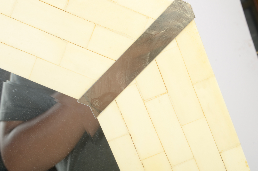 Octagonal Mirror with Bone Tile Frame