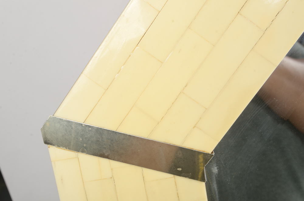 Octagonal Mirror with Bone Tile Frame