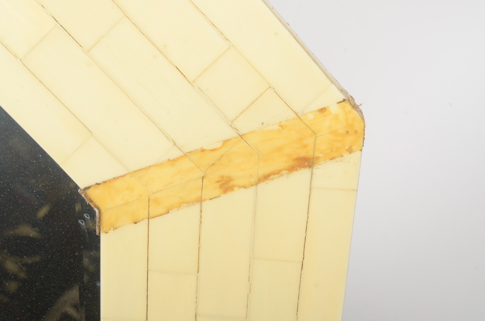Octagonal Mirror with Bone Tile Frame