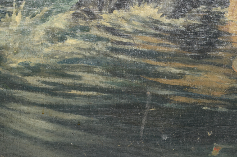 Oil Painting on Canvas "No Fishing