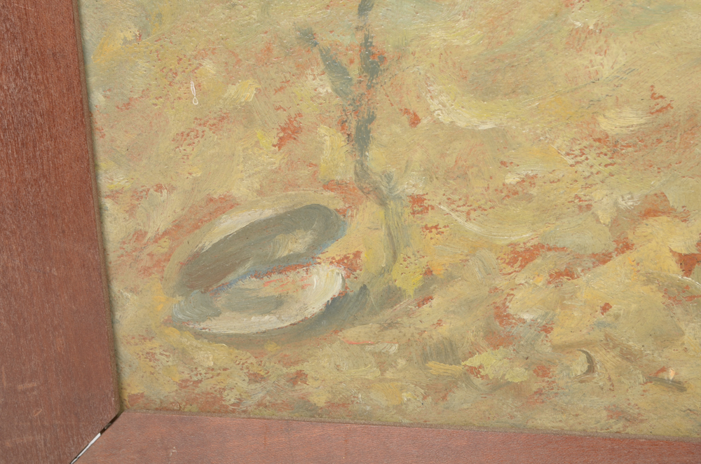 Howard T. Hopes Oil Painting on Board "Bronze Back Small Mouth Black Bass"