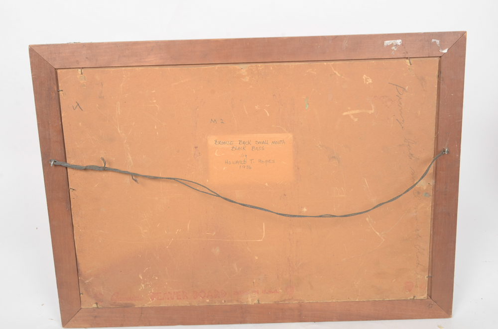 Howard T. Hopes Oil Painting on Board "Bronze Back Small Mouth Black Bass"