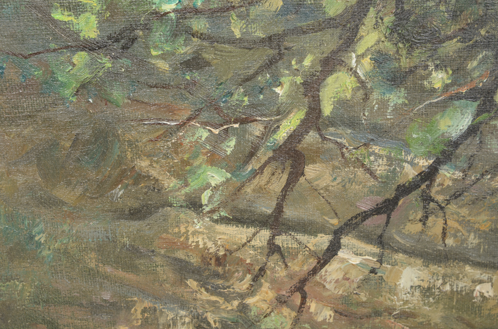 Teru Suzuki Oil Painting on Canvas of Hooked Fish