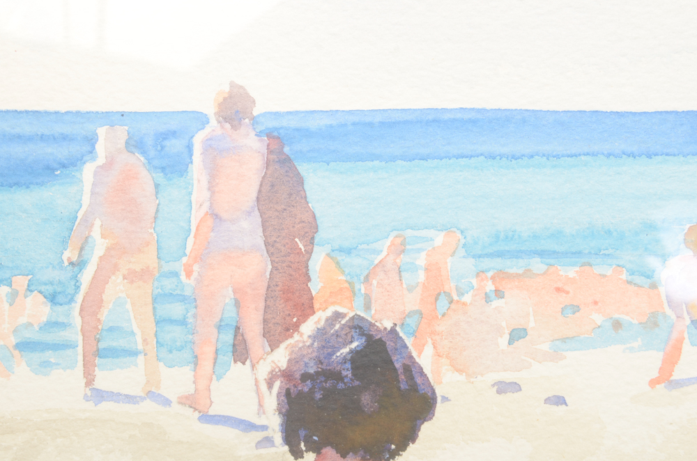 Eliot O'Hara Watercolor Painting on Paper "Bathers at Novorosisk"