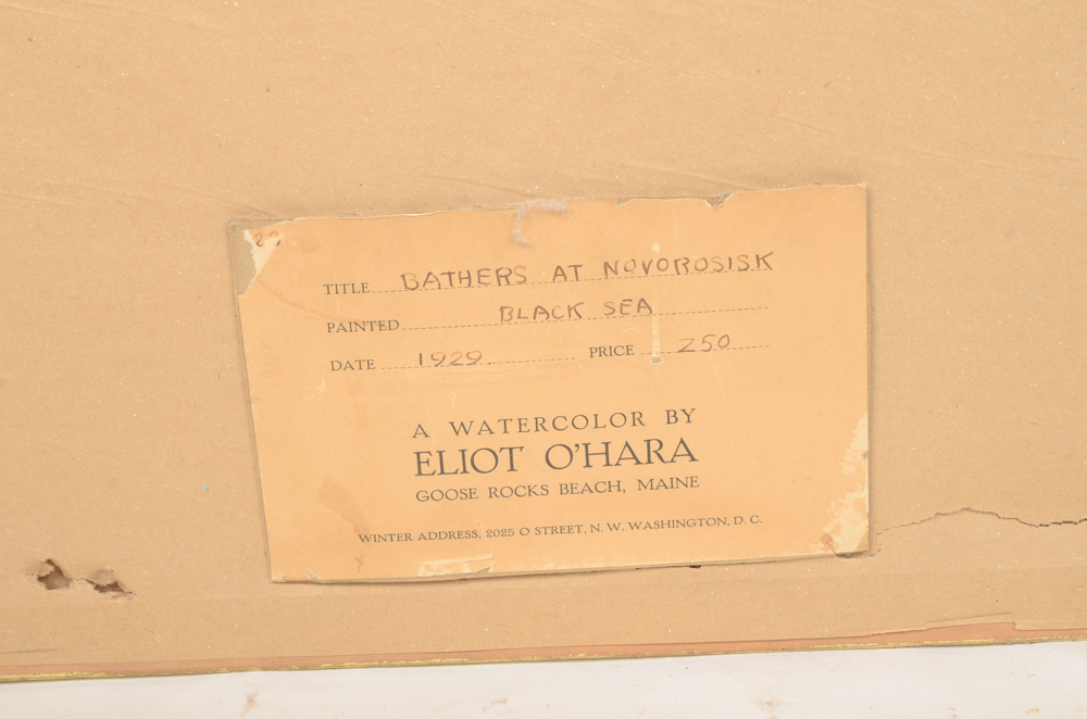 Eliot O'Hara Watercolor Painting on Paper "Bathers at Novorosisk"