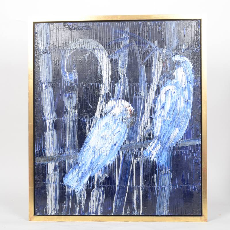 Hunt Slonem Oil Painting on Board