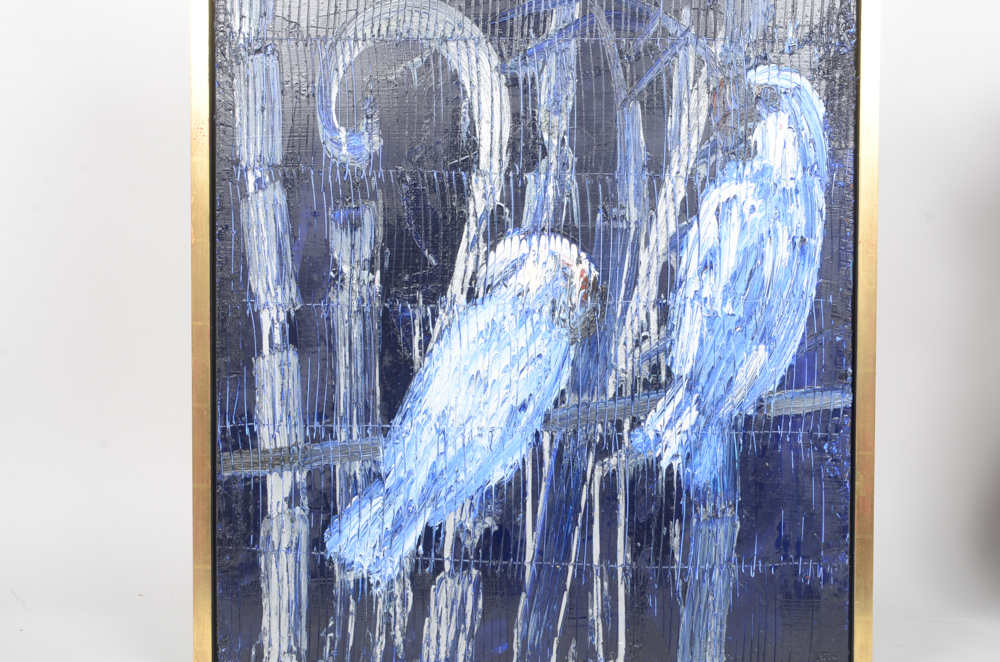 Hunt Slonem Oil Painting on Board